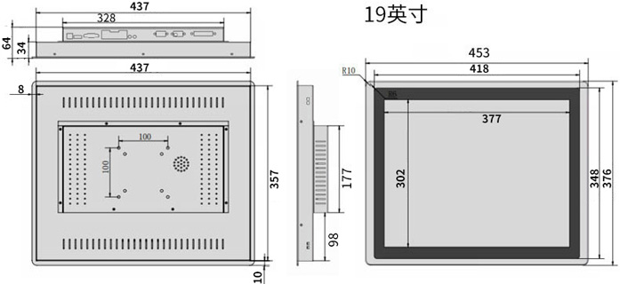 19英寸電容工控機(jī)尺寸圖